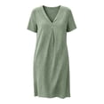 thumbnail image 4 of MaFYtyTPR Summer Dress for Women Ladies' Fashionable Solid Color V-neck Short Sleeved Dresses With Pockets Z-Green XXL, 4 of 5