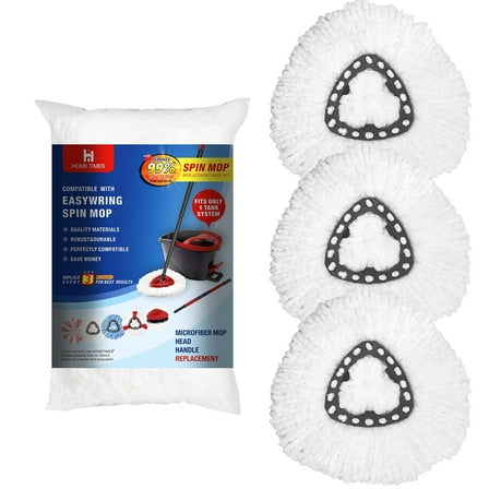 Spin Mop Heads Compatible with O Cedar EasyWring System, 3 Pack Replacement Spin Mop Refills, Only Fit for Triangle Mop