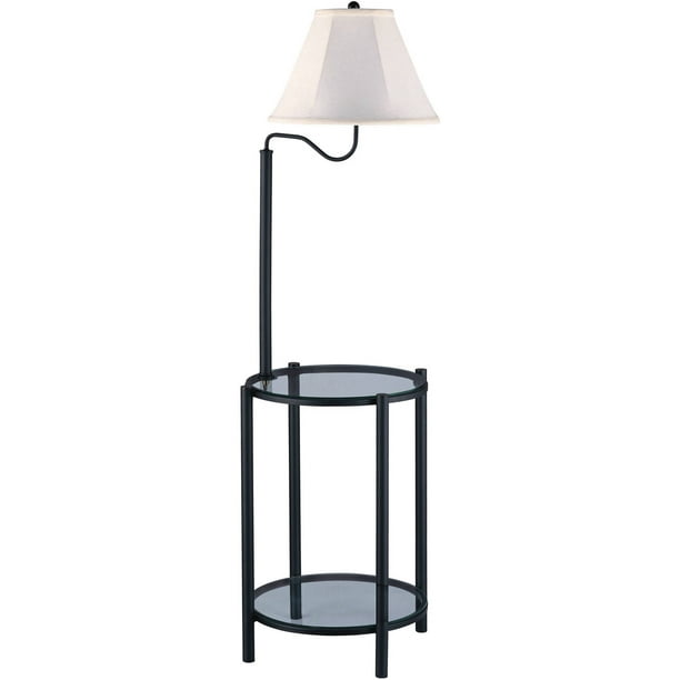 Mainstays Glass End Table Floor Lamp, Floor Lamp With Glass Table Attached