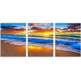 thumbnail image 2 of 3-Piece Blue Beach Canvas Wall Art Set, Sunset Ocean Waves Seascape Prints, Framed & Ready to Hang Decor for Living Room Bedroom Bathroom, 2 of 6