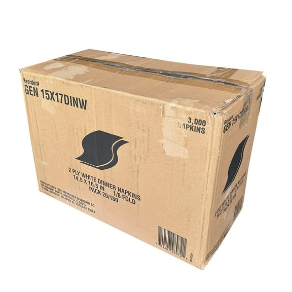 GEN GEN15X17DIN 14.50 in. x 16.50 in. 2-Ply Dinner Napkins - White (3000/Carton)