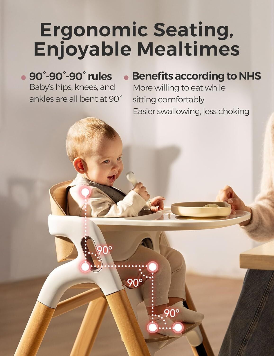 Momcozy 5-in-1 Convertible High Chair,Grows from Baby to Adult,308 lbs Capacity,Ergonomic&Adjustable