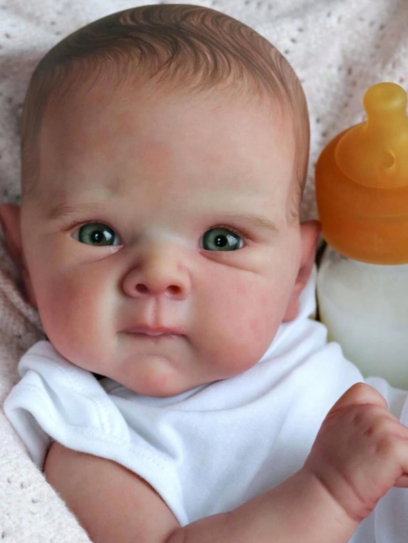 20 Inch Reborn Baby Doll Girl Full Body Vinyl Lifelike Realistic Doll Hand Painted Hair Soft Touch Waterproof Bath Doll Gift for Kids Age 3+