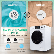 Equator All-in-One 4600 Washer Dryer Combo, Ventless/Vented, Pet Cycle, 1.62 cu.ft / 15 lbs, 110V, White