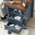 thumbnail image 5 of Nightstand with Charging Station, Farmhouse Night Stand with 2 Drawers and Shelf Storage, Blue Wooden Side End Table, Bedside Cabinet for Bedroom, Living Room, Closet,Office, 5 of 17