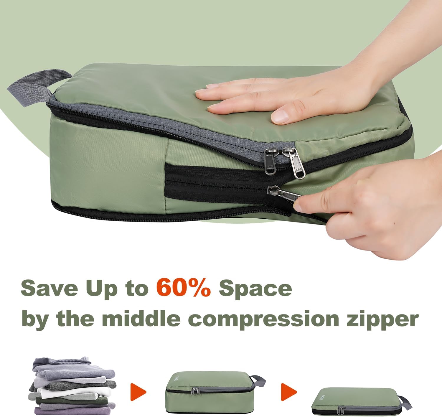 4 Set/6 Set/8 Set Compression Packing Cubes Travel Accessories Expandable Packing Organizers (Square Mesh, 05-Beige)