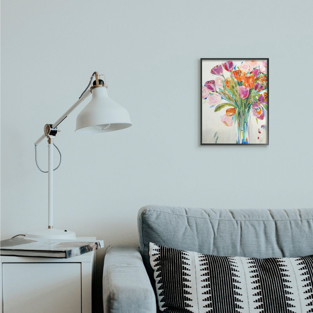 Stupell Industries Rose and Tulip Bouquet Spring Flower Expression Framed Wall Art Design by Third and Wall, 11" x 14", Black Framed