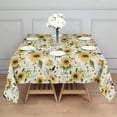 thumbnail image 3 of White Green Leaf Flower Sunflower Pattern Square Tablecloth,Waterproof Square Table Cover,Wipeable Spillproof Washable Table Cover for Home Kitchen Party Decor 60"x60"(152x152cm), 3 of 6