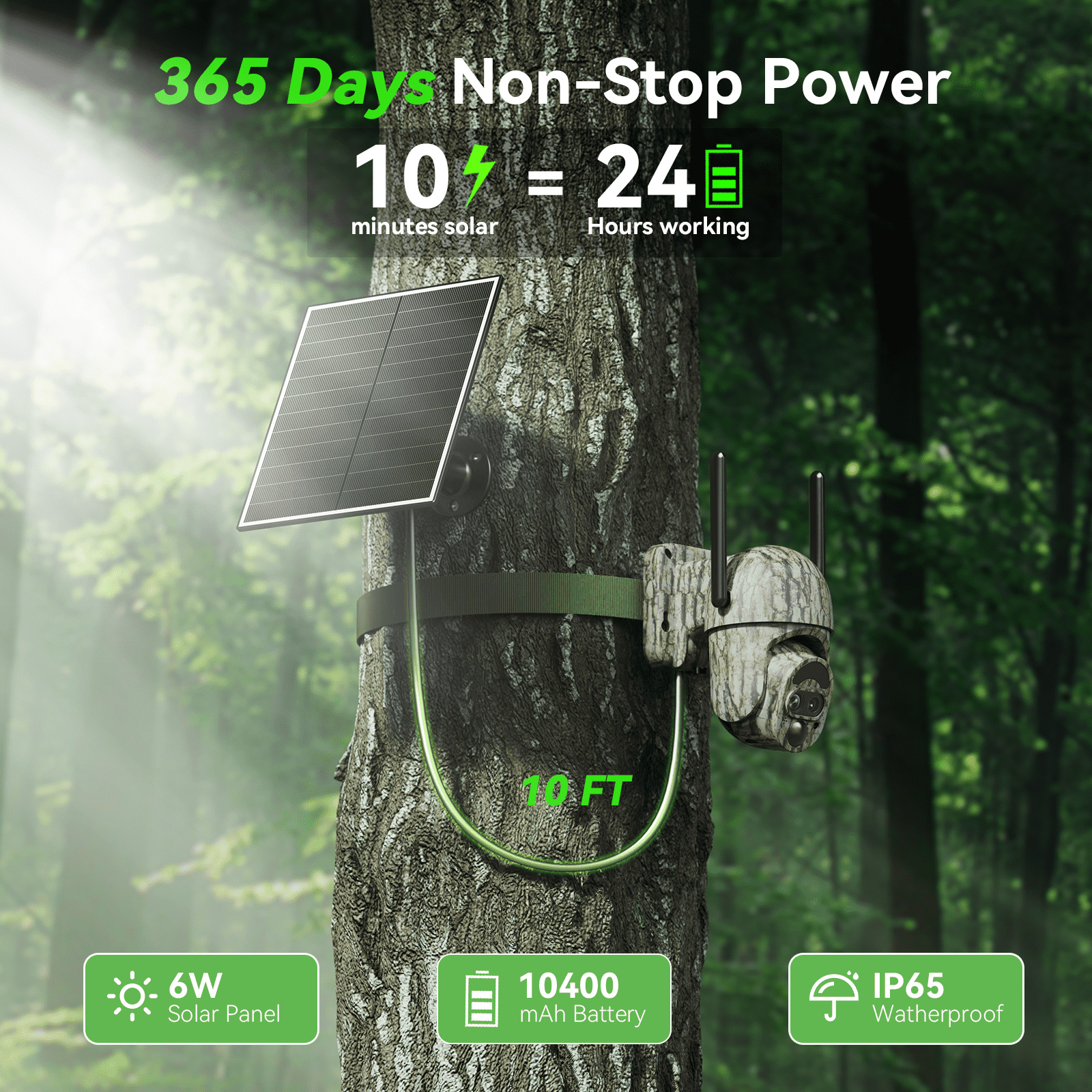 Conico 4G LTE Solar Cellular Trail Camera with Dual-Lens, 12× Hybrid Zoom PTZ, 2K Ultra HD Night Vision, PIR Motion, Wildlife Hunting Game Deer Camera, Outdoor Farm Security