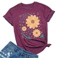 thumbnail image 1 of TSADFHJI Hauts d'Été pour Femmes T-Shirt Décontracté d'Été à Manches Courtes Imprimé Col Rond TTTG Violet, 1 of 3