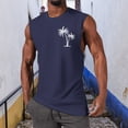 thumbnail image 2 of HCNTES Men's Tank Top Cotton Muscle Workout Gym Shirts Moisture Wicking Lightweight Summer Casual Sleeveless Shirts(Dark Blue,XXL), 2 of 4
