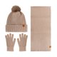 thumbnail image 2 of Gorro de lana acolchado de terciopelo doble para mujer, cálido, bufanda y guantes, traje de tres piezas a juego., 2 of 5
