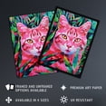 thumbnail image 2 of Artery8 Cat Lover Pet in Fronds Psychedelic Pink Green For Living Room Large Wall Art Poster Print Thick Paper 18X24 Inch, 2 of 5