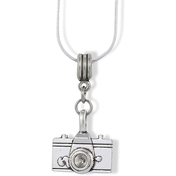 Camera Necklace | Photographer Gifts Camera (Large) Jewelry for Women Bracelet Silver Plated Chain Charm Novelty Photography Gifts Camera Gifts for Women Men Boys and Girls (alloy, womens)