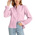 thumbnail image 4 of ClodeEU Women's Ruffle Collar Long Sleeve Button Down Shirt,Elegant Solid Dress Blouse Casual Top ,Women's Plus L, 4 of 4