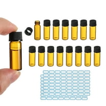 2ml Amber Glass Vials, 15 Pack Sample Vials with Screw Cap Reagent Media Bottle with Labels Leak-Proof Liquid Sample Glass Vial for Lab Laboratory