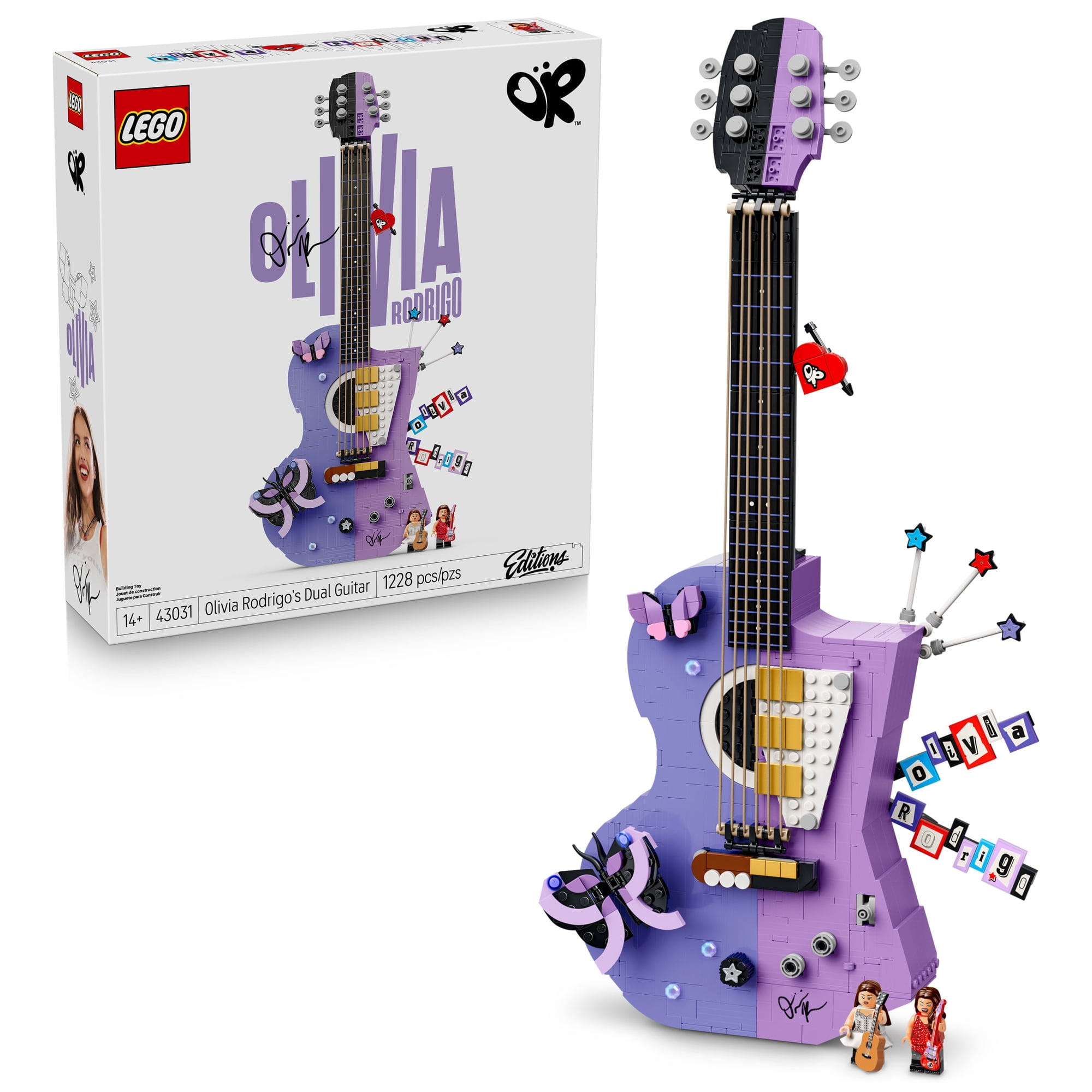 LEGO Editions Olivia Rodrigo's Dual Guitar - Building Toy for Girls & Boys, Ages 14+ - Teen Bedroom Decor - Gift for Music Fans - 43031