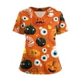 thumbnail image 2 of LHVUOA Halloween Scrub Tops for Women Nurse Uniforms Lightweight Short Sleeve with Pocket Nursing Scrub Trendy Halloween Cute Cats Pumpkins Printing Shirts Comfortable Fit Nursing Blouse T-Shirt, 2 of 4