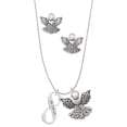 thumbnail image 1 of Delight Jewelry Silvertone Psalm 139:14 Infinity Sign Silver tone Guardian Angel Charm Necklace and Stud Earrings, 1 of 4