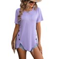 thumbnail image 1 of Avamo Hauts pour Femmes Ourlet Asymétrique Blouse Col Rond T-Shirt Doux Tunique de Travail Violet TG, 1 of 4