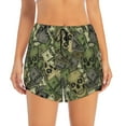 thumbnail image 3 of Uemuo Green Skulls Pattern Women's Athletic Shorts High Waisted Running Shorts with Liner Pockets Gym Elastic Workout Shorts-Large, 3 of 9
