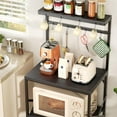 thumbnail image 6 of Kitchen Bakers Rack with Storage Shelves, Small Coffee Bar Cart with 8 Hooks, 4 Tiers Microwave Stand Station with Adjustable Shelves, Freestanding Kitchen Appliance Organizer, 6 of 9