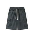 thumbnail image 4 of KeShDi Cargo Shorts Running Shorts Basketball Shorts Men Mesh Shorts Men's Summer Casual Solid Color Portable Fashion Pockets Drawstring Elastic Waist and Comfortable Shorts Cargo Pant Dark Gray L, 4 of 8