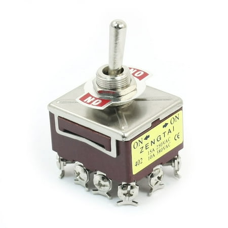ON/ON 4PDT 12 Screw Terminal Rocker Type Toggle Switch AC 250V 15A ...