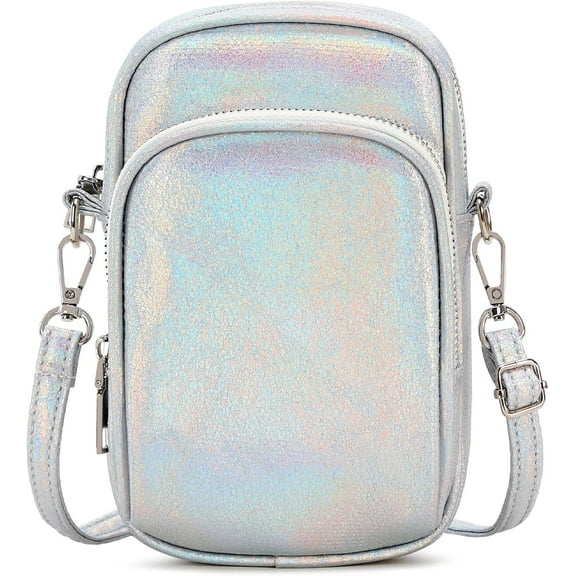mygreen Cell Phone Purse Small Crossbody Bags for Women Cellphone Wallet Bag with Credit Card Slots Metallic Silver