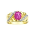 thumbnail image 1 of RYLOS Bagues pour Femmes Bague en Argent Plaqué Or 14K Classique 9X7MM Ovale Pierre Précieuse & Diamants Étoile de Juillet Rubis Taille 5, 1 of 7