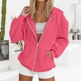 thumbnail image 5 of ShiShine Zip Up Hoodie for Women Casual Oversized Sweatshirts Fall Fashion Jacket Thick Warm Coat Winter Clothing, 5 of 7