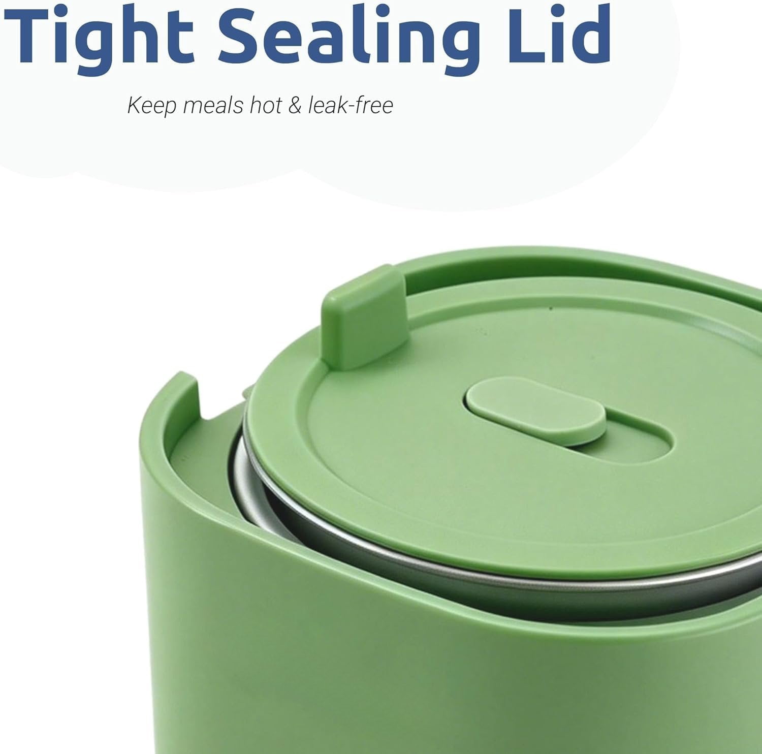Portable 20-Ounce Electric Heated Lunch Box, 2.5-Cup  Warmer for Travel & Office, Leak-Proof -Sealed Lid, Foldable Handle, Ideal for Soup, Chili & Leftovers, Green