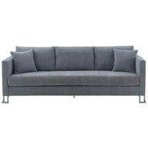 Pemberly Row Upholstered Fabric & Metal Sofa in Gray/Stainless Steel