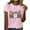 Pink, variant on WREESH Crew Neck Baseball Mom T-Shirt Women's Fashion Graphic Print Summer Top Pink