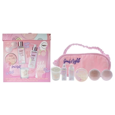 Style and Grace Bubble Boutique Set , 8 Pc 5.07oz Bubble Bath, 5.07oz Body Lotion, 3.38oz Body Buttter, 2.29oz Candle, 2 x 1.76oz Bath Fizzers, Eye Mask, Door Hanger