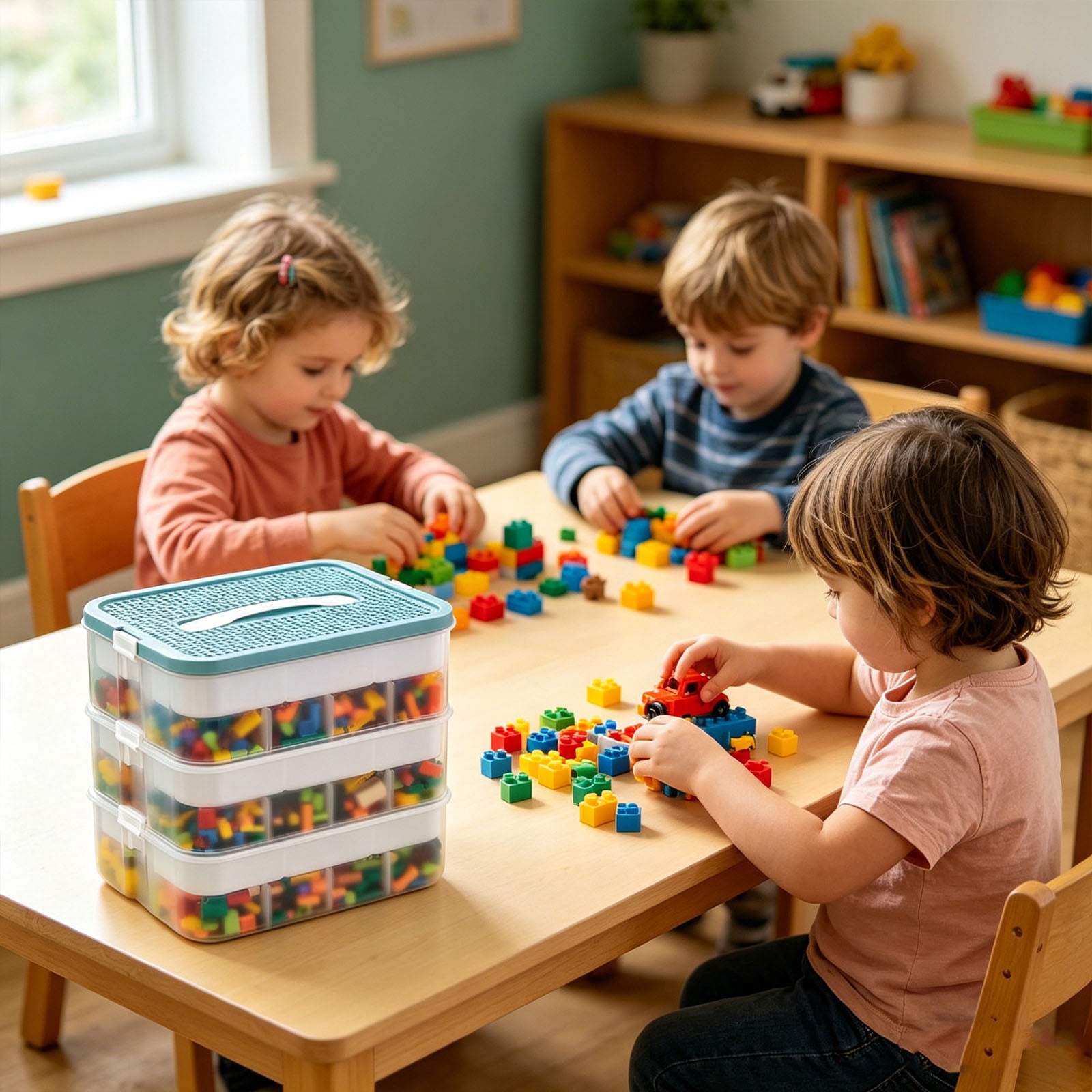 Toy Storage Organizer, 3 Tier Stackable Storage Transparent Building Bricks Puzzle Craft Plastic Container Organizing Sorter Layer Clear Building Storage