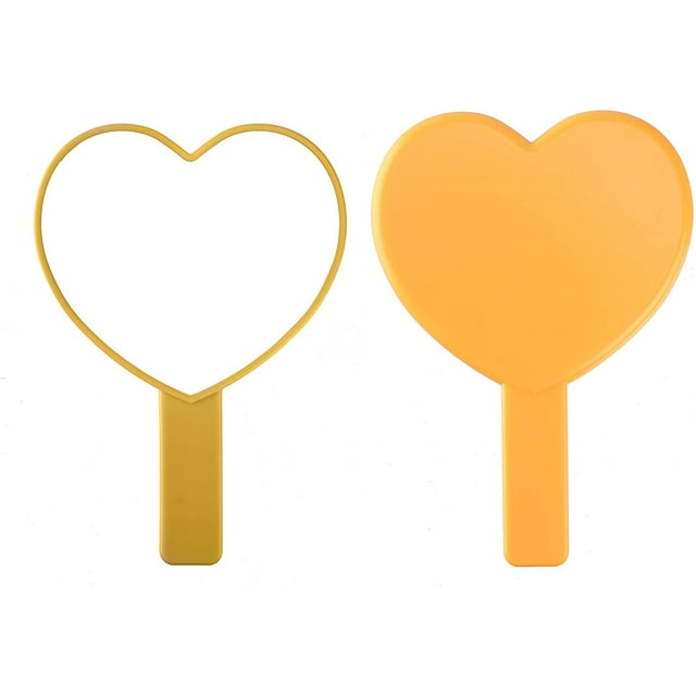 Heart-Shaped Travel Handheld Mirror, Cosmetic Hand Mirror With Handle Pink