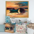 thumbnail image 3 of Boat At The Lake During Evening Glow I 32 in x 24 in Framed Painting Canvas Art Print, by Designart, 3 of 4