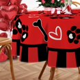 thumbnail image 3 of Valentines Day Dog Paw Prints Round Tablecloth 60 x 60 Inch, Red Love Hearts Bone Decorative Table Cloth Dining Table Cover, Anniversary Wedding Dinner Party Picnic Decoration, 3 of 6