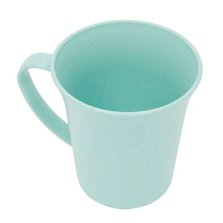 Wheat Straw Mugs with Handle, Set of 6 Unbreakable Plastic Coffee Cups (3  Colors, 11 oz)