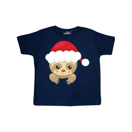 

Inktastic Christmas Sloth Sloth With Santa Hat Cute Sloth Gift Toddler Boy or Toddler Girl T-Shirt