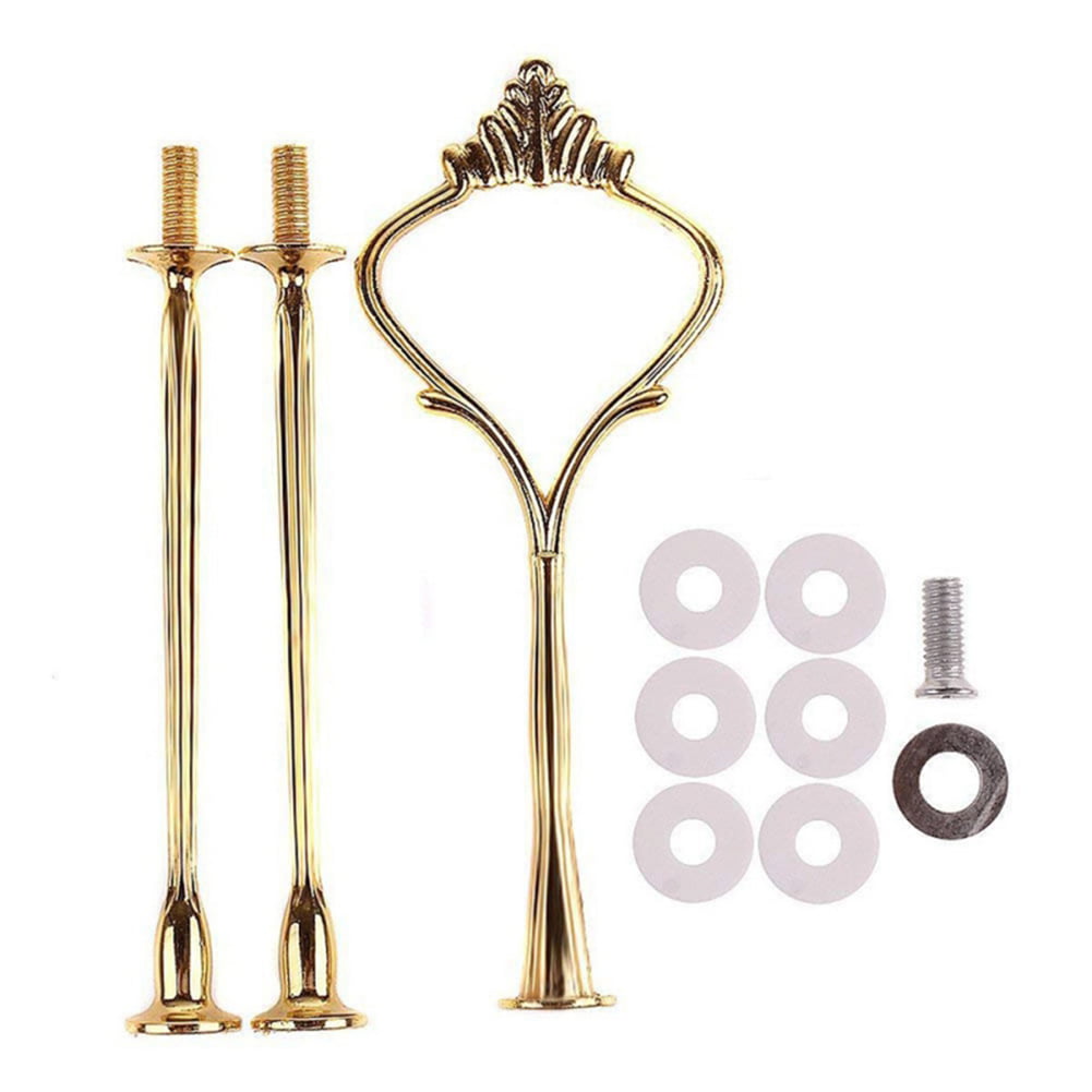 3-tiers Cake Cupcake Plate Stand Handle Hardware Fitting Holder Gold Crown Party 
