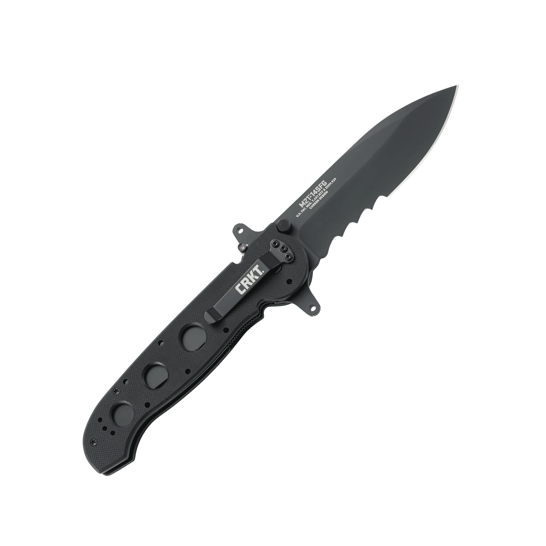 CRKT M21-14SFG Folding Knife with Liner Lock: 1.4116 Veff Serrations Blade, G10 Handle, Reversible Pocket Clip, M21-14SFG