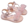 thumbnail image 2 of Spazoro Girls Dress Sandals with Bow, Soft Comfortable Open Toe Adjustable Buckle Non-Slip Sole Cute Princess Sandals for Toddler Pink, 2 of 8