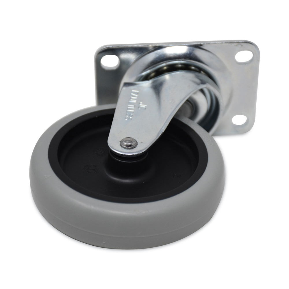 Rubbermaid Commercial FG1011L20000 4 in. Wheel Swivel Mount Plate Non-Marking Plate Casters - Black/Gray/Silver