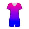 thumbnail image 5 of Viluyesy Printed Tops Elastic Waist Short Pants Sets Womens V-Neck T-Shirt and Shorts 2PC Pocket Fashionable Shirt and Shorts Sets Two PC Blue Size XL, 5 of 6