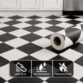thumbnail image 6 of Peel and Stick Floor Tile, Black Checked Pattern Continuous Vinyl Roll Flooring – 15.7'' x 19.68 ft Roll Covers 25.83 sq. ft, Effortless Alignment, Seamless Look Design for Bathroom, Kitchen, 6 of 18