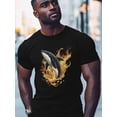 thumbnail image 2 of Killer Whale Men's T Shirts Fire T-Shirt for Men Cartoon Crew Neck Tees Cotton Tops, Black, S, 2 of 7