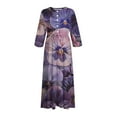 thumbnail image 5 of PuLe 【New】 Summer Short Sleeve Dress Women's Spring Summer Boho Floral Lapel Neck Button Casual A-Line Lace-Up Dress, 5 of 5