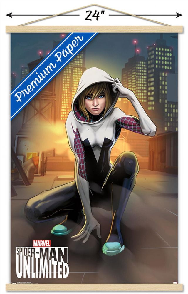 Marvel Comics Video Game - Spider-Man: Unlimited - Spider-Gwen Wall Poster with Wooden Magnetic Frame, 22.375" x 34"